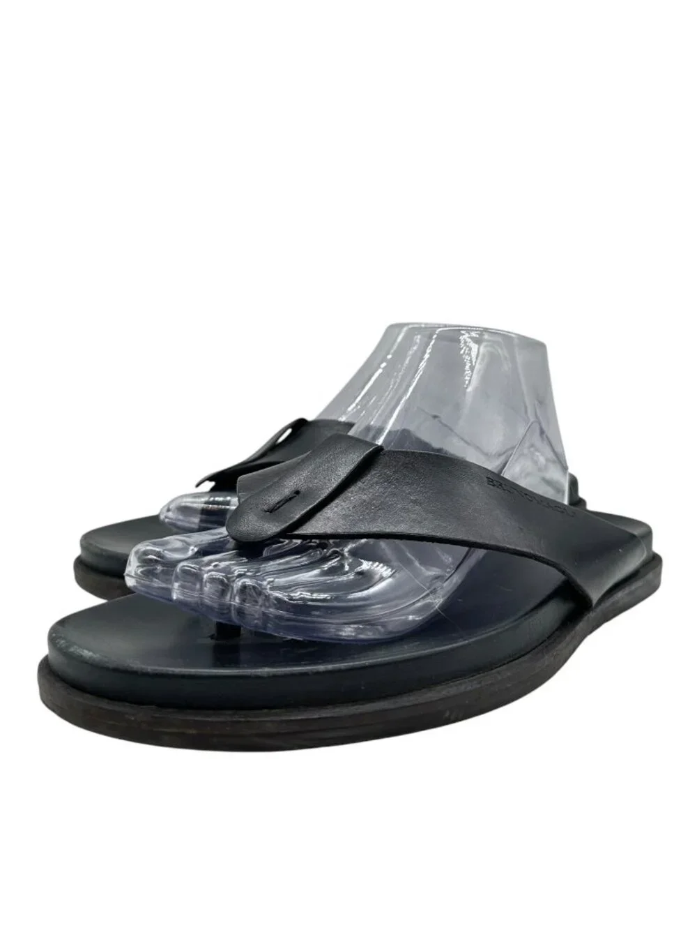 Bruno Magli Italian Black Leather Essino Thong Sandal 11 Flip Flop Made In Italy